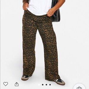 Boohoo leopard print pants. Straight leg. Brand new with Tags.